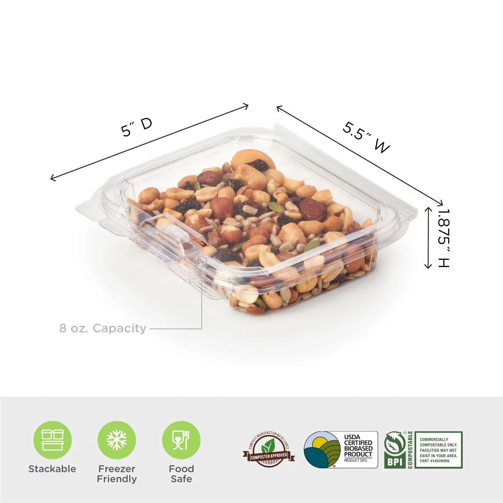 Simply Secure 8 oz. Multi-purpose Package. Crystal Clear. PLA. 312/Case