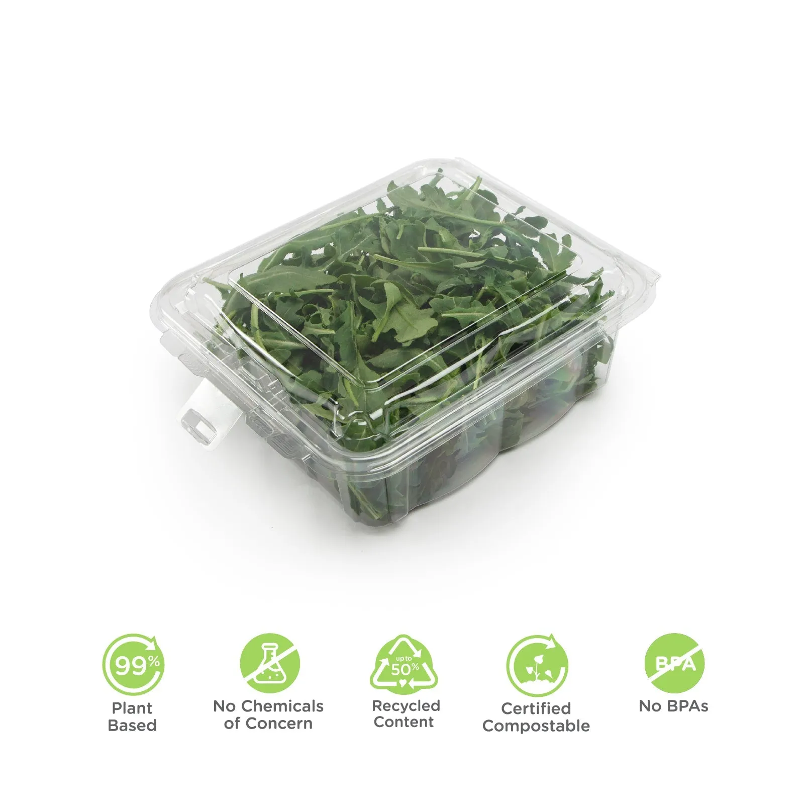 Simply Secure Square 48 oz. Top Seal Multi-purpose Package. Crystal Clear. PLA. 175/Case