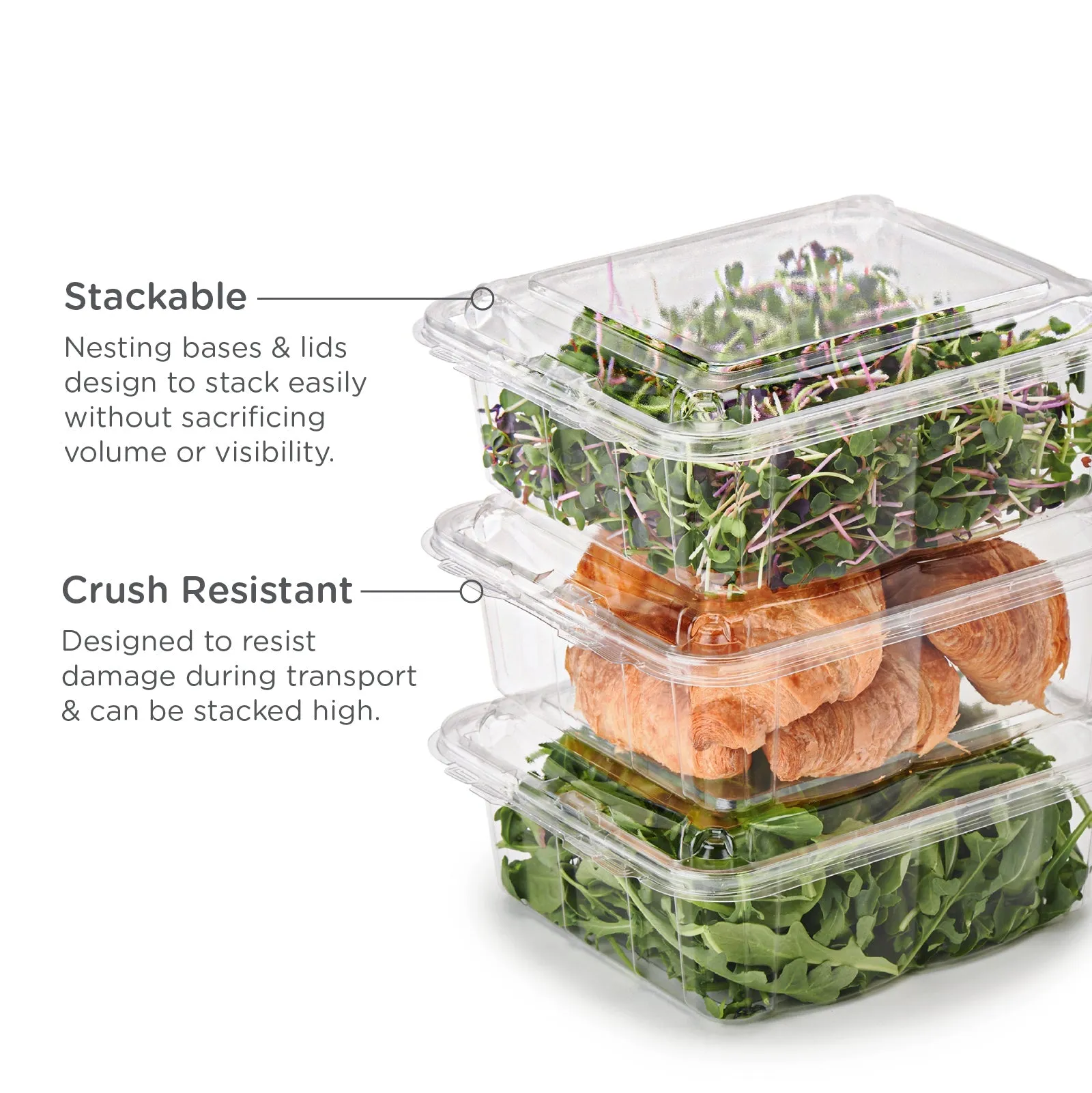 Simply Secure Square 48 oz. Top Seal Multi-purpose Package. Crystal Clear. PLA. 175/Case