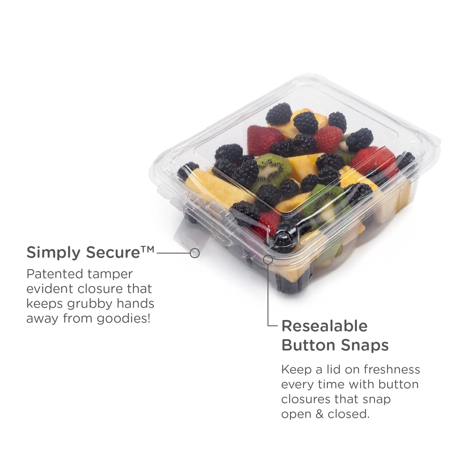 Simply Secure Square 48 oz. Top Seal Multi-purpose Package. Crystal Clear. PLA. 175/Case