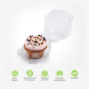 Single 3.5 Mega Cupcake & Muffin Package. Crystal Clear. PLA. 300/Case