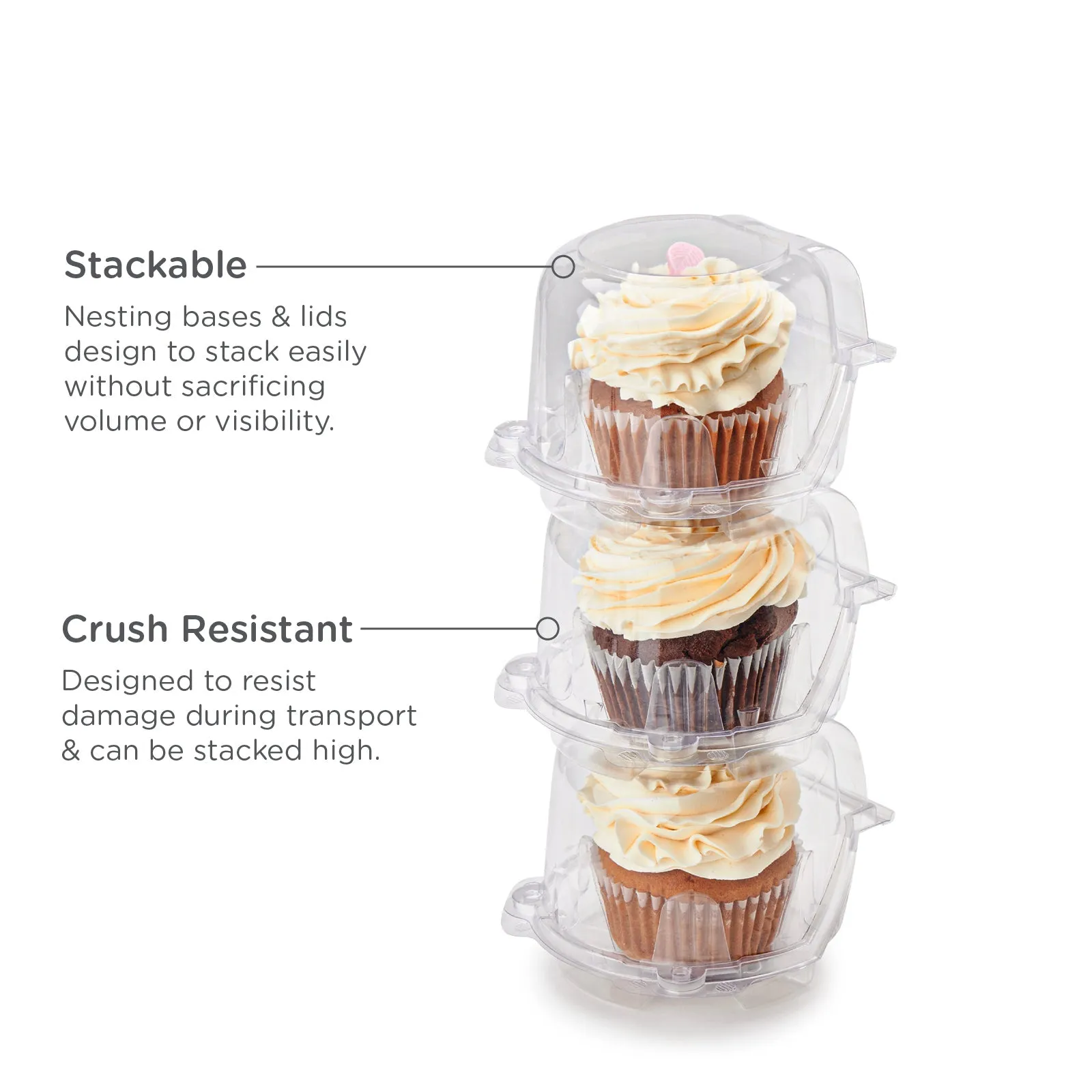 Single 3.5 Mega Cupcake & Muffin Package. Crystal Clear. PLA. 300/Case