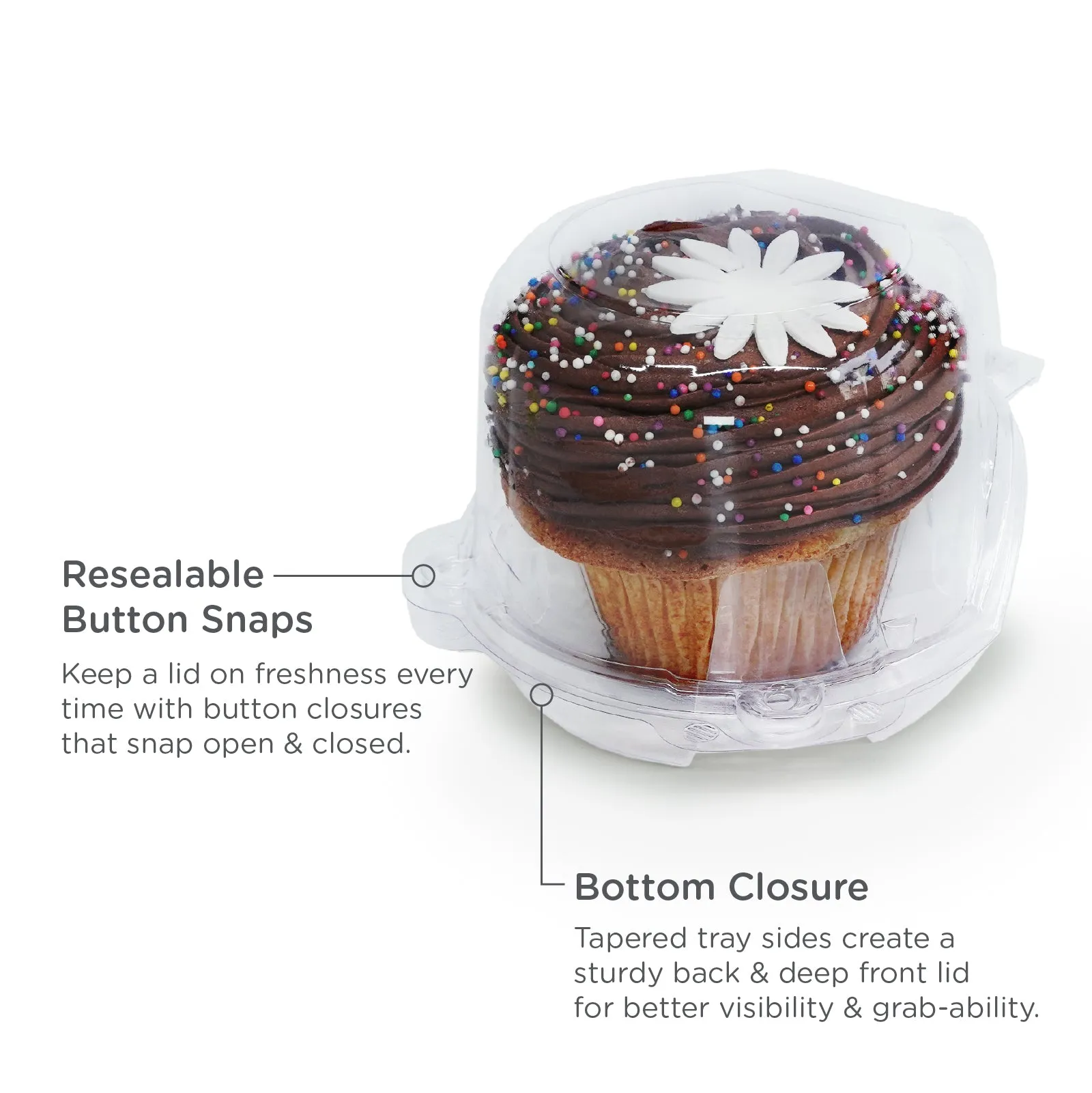 Single 3.5 Mega Cupcake & Muffin Package. Crystal Clear. PLA. 300/Case