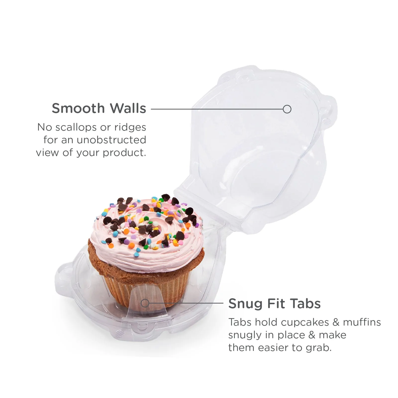 Single 3.5 Mega Cupcake & Muffin Package. Crystal Clear. PLA. 300/Case