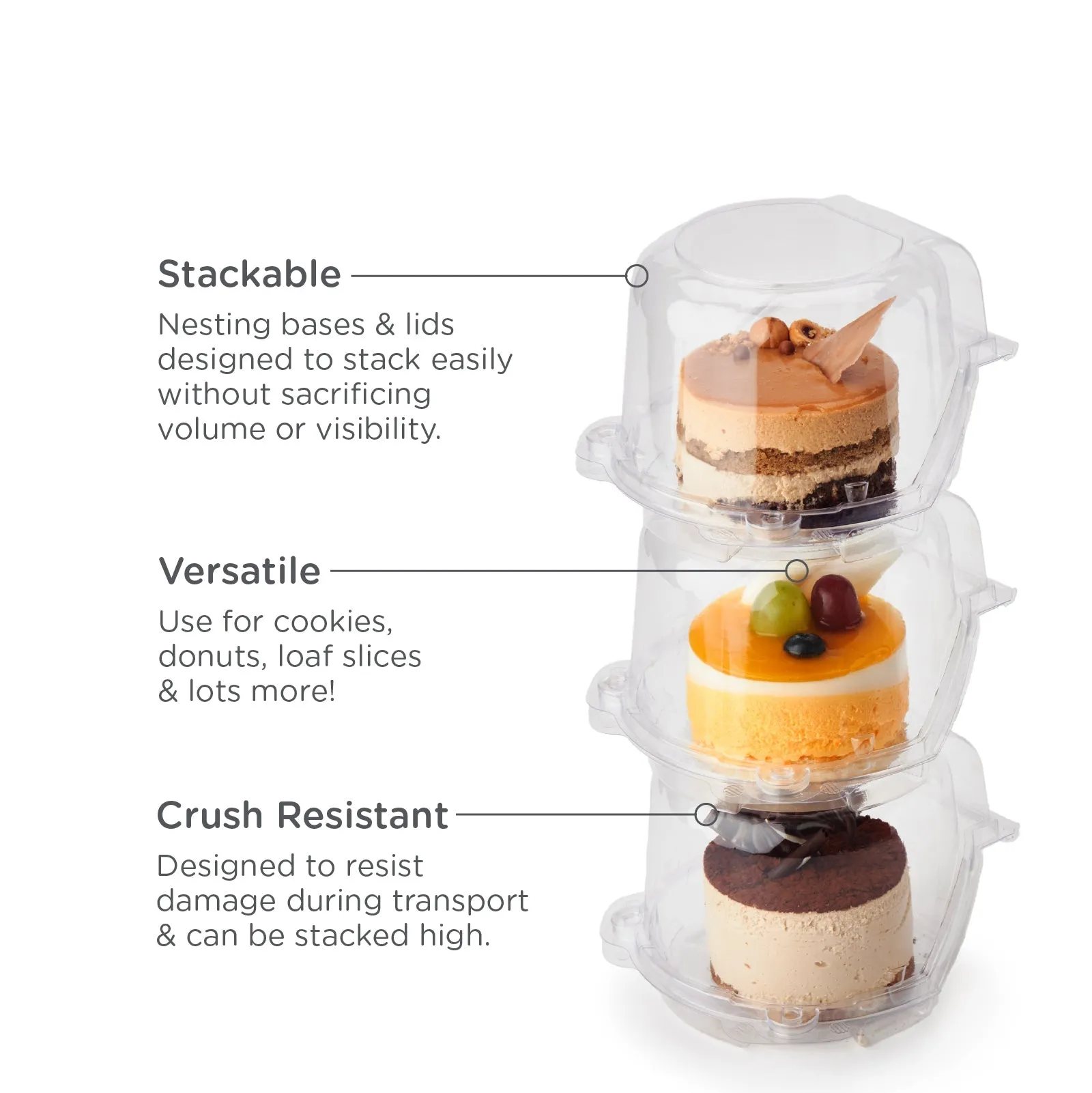 Single 3.75 Dessert Package. Crystal Clear. PLA. 300/Case