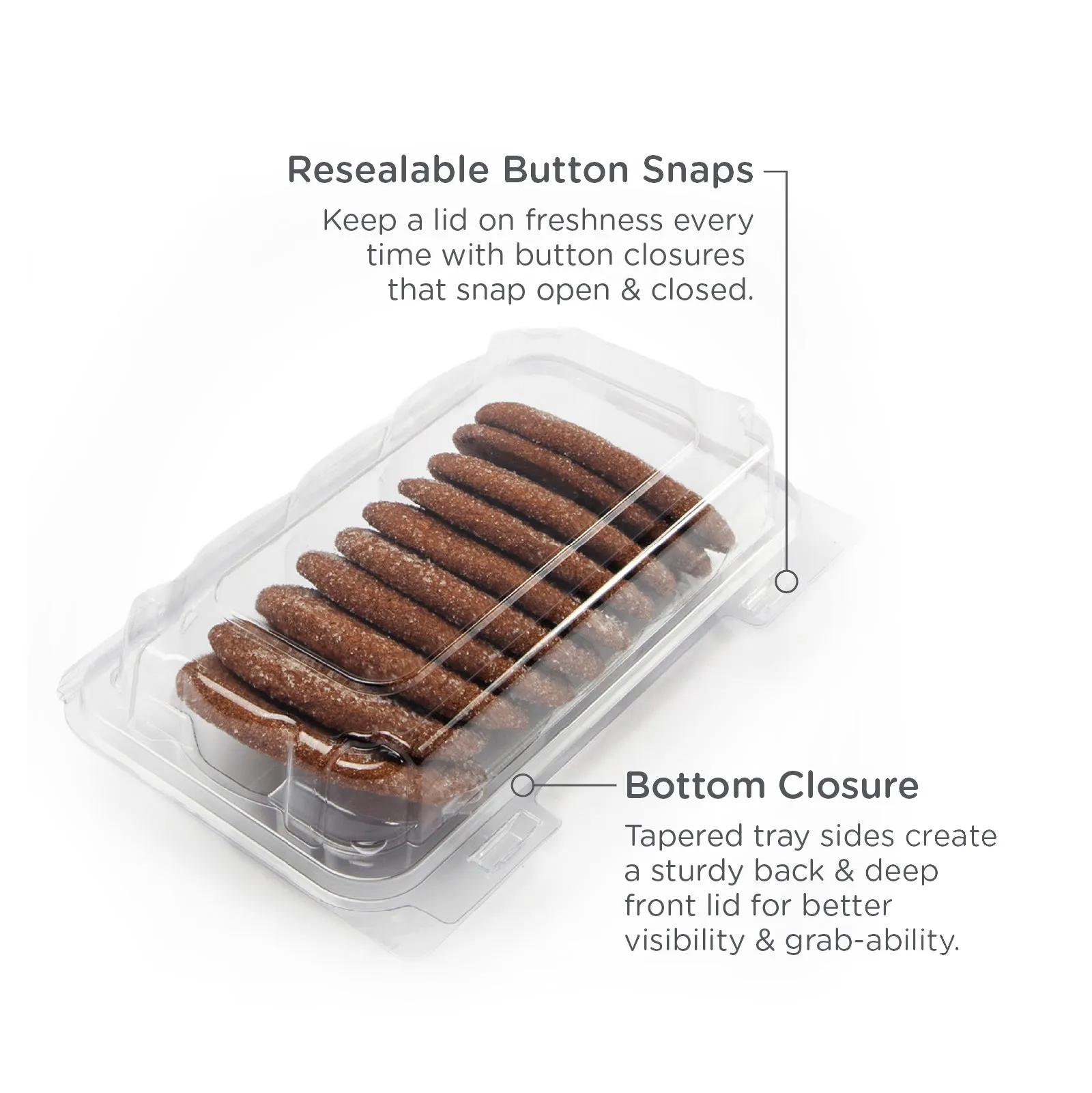Single Row 3 Cookie. Donut & Sliced Loaf Angled Display Package . Crystal Clear. PLA. 275/Case