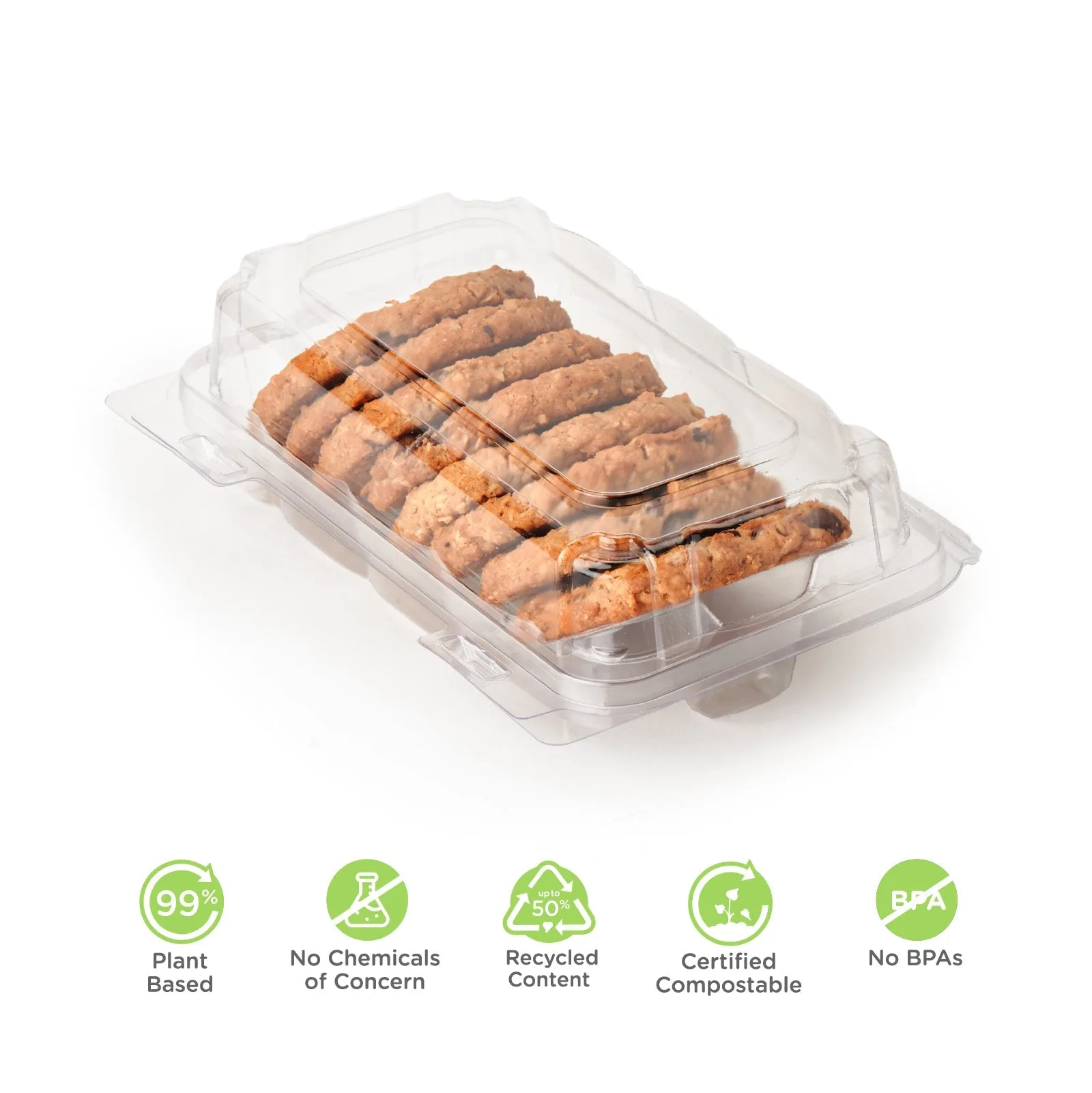 Single Row 3 Cookie. Donut & Sliced Loaf Angled Display Package . Crystal Clear. PLA. 275/Case