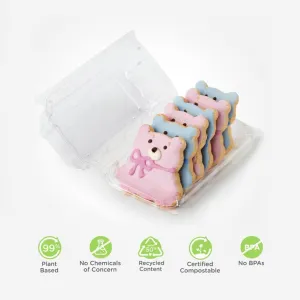 Single Row 6-pack 2.75 Cookie & Bar Tiered Display Package. Crystal Clear. PLA. 275/Case