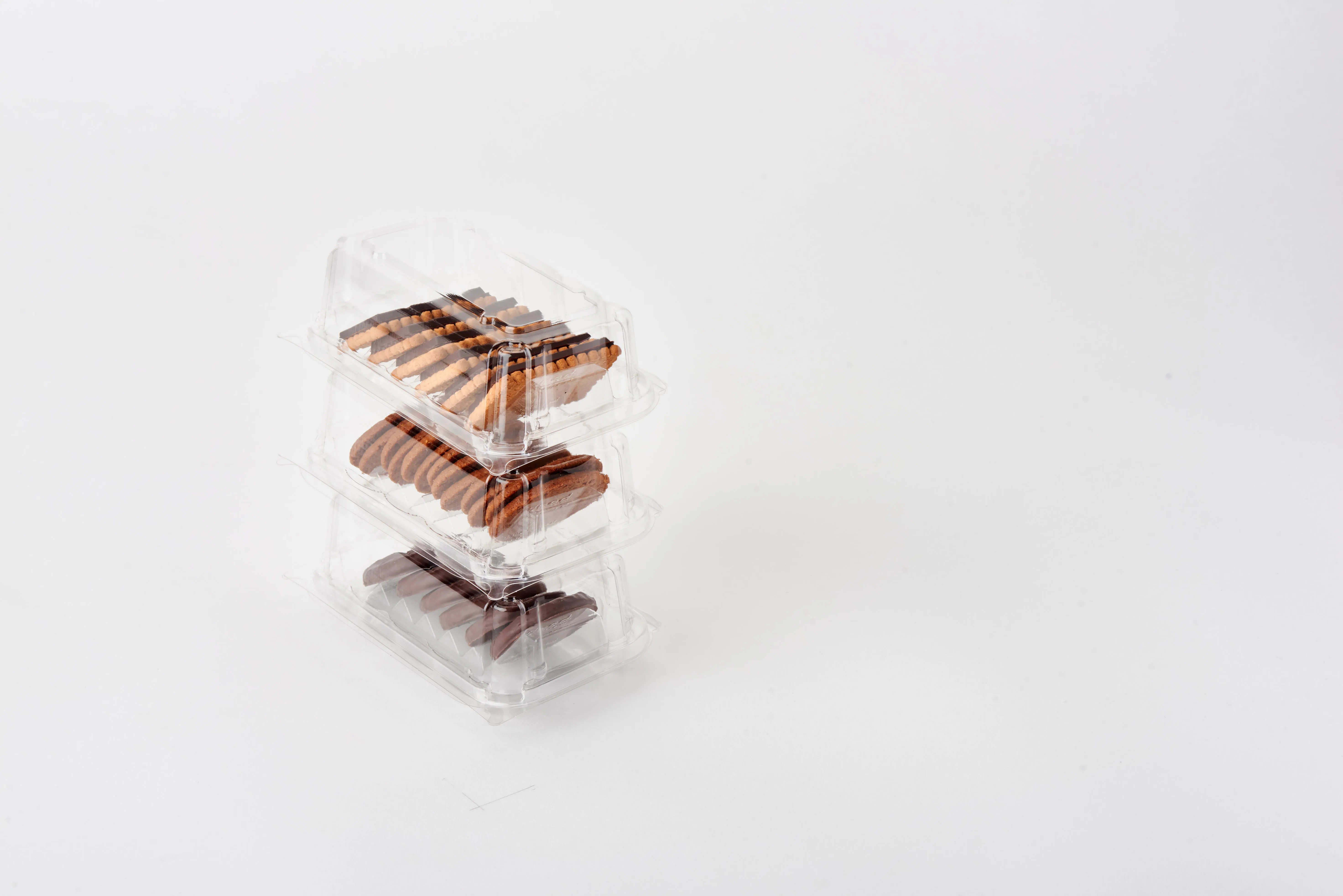 Single Row 6-pack 2.75 Cookie & Bar Tiered Display Package. Crystal Clear. PLA. 275/Case