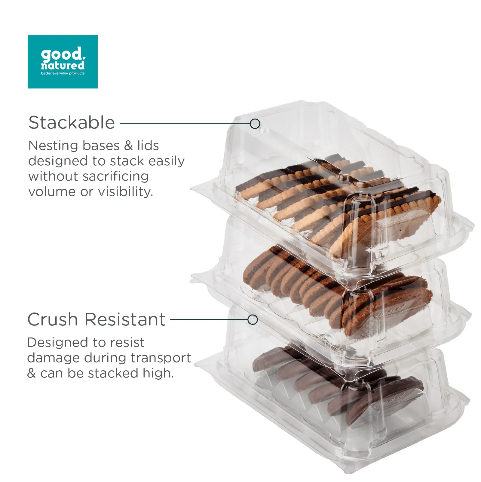 Single Row 6-pack 2.75 Cookie & Bar Tiered Display Package. Crystal Clear. PLA. 275/Case