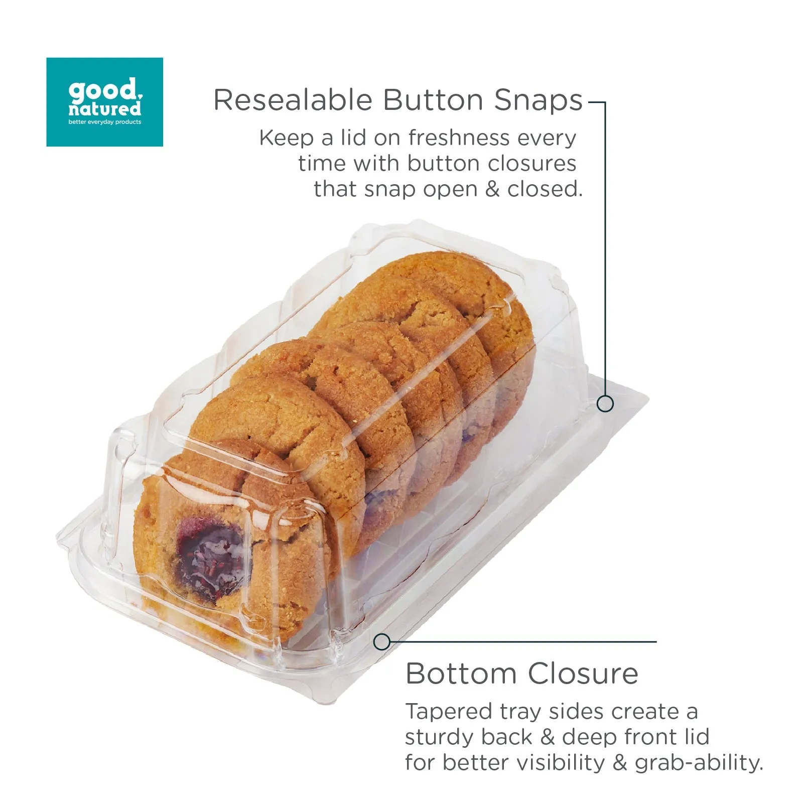 Single Row 6-pack 2.75 Cookie & Bar Tiered Display Package. Crystal Clear. PLA. 275/Case