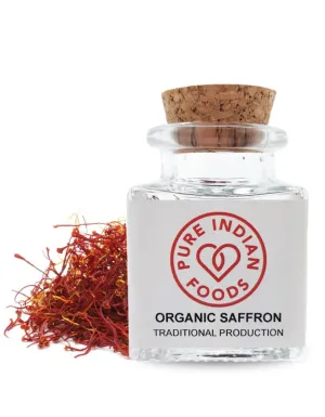 Spanish Saffron 1g Glass Bottle. Certified Organic. La Mancha D.O.P. Certified
