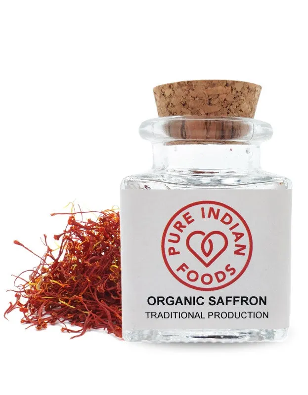 Spanish Saffron 1g Glass Bottle. Certified Organic. La Mancha D.O.P. Certified