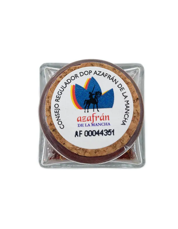 Spanish Saffron 1g Glass Bottle. Certified Organic. La Mancha D.O.P. Certified