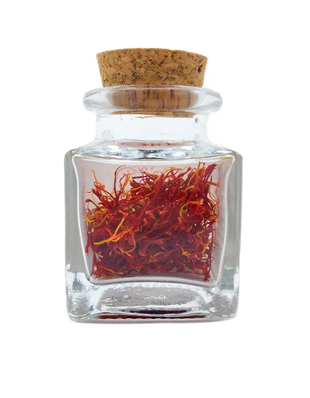 Spanish Saffron 1g Glass Bottle. Certified Organic. La Mancha D.O.P. Certified