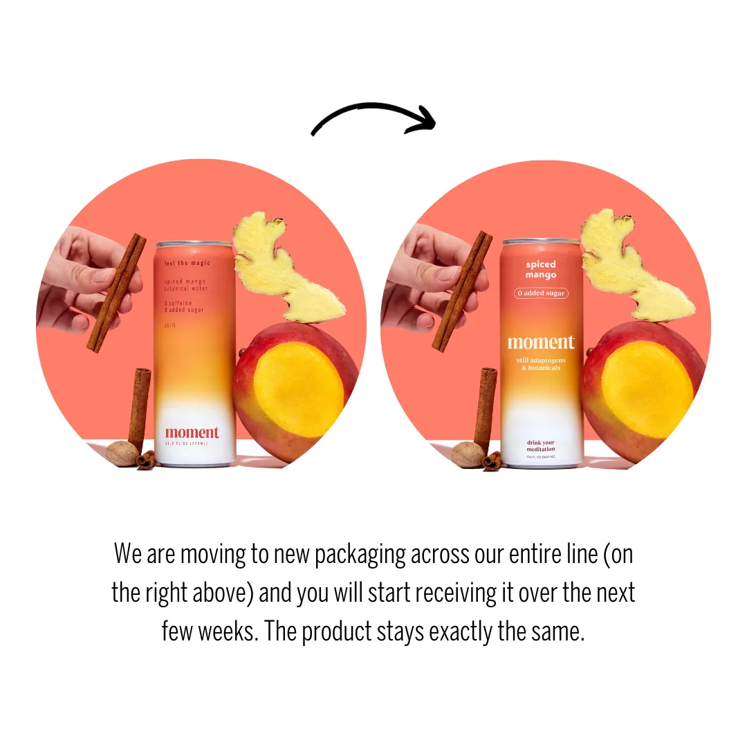 spiced mango adaptogen drink (12-pack) by Moment | Drink Your Meditation