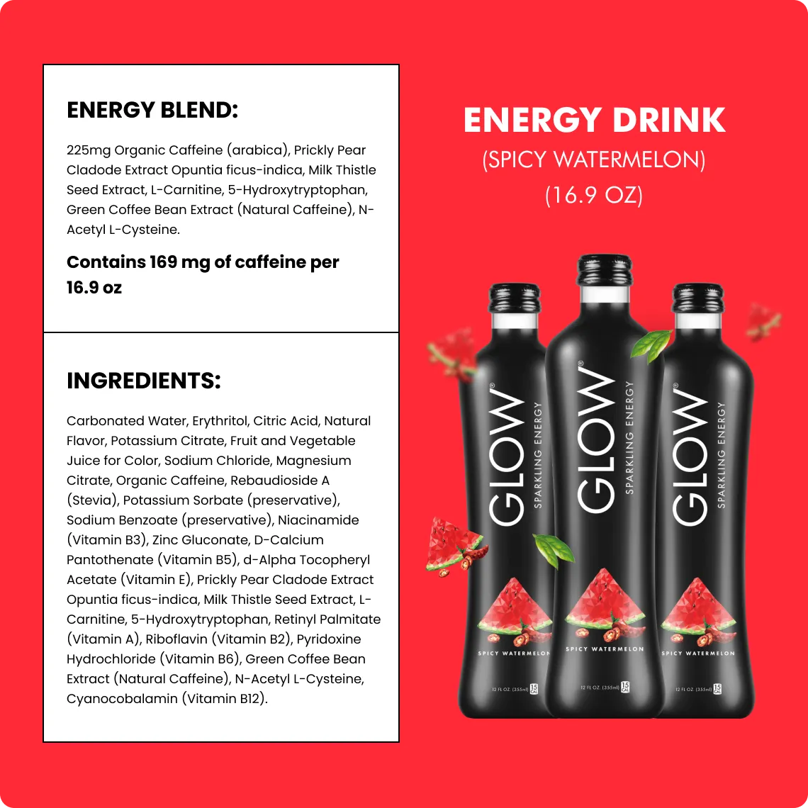 Spicy Watermelon Sparkling Energy. 12-Pack