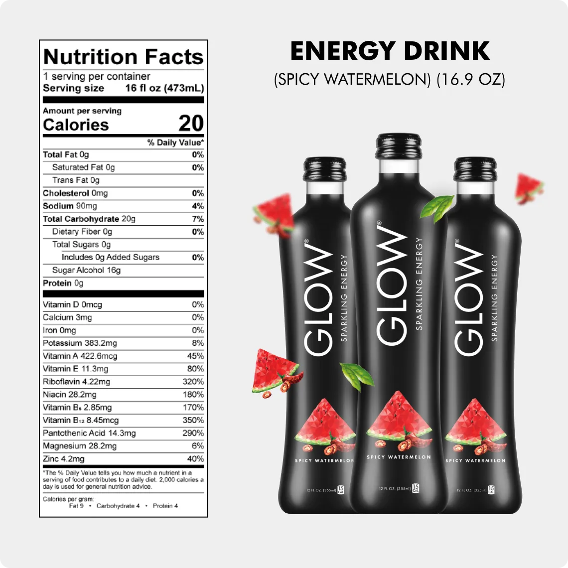 Spicy Watermelon Sparkling Energy. 12-Pack