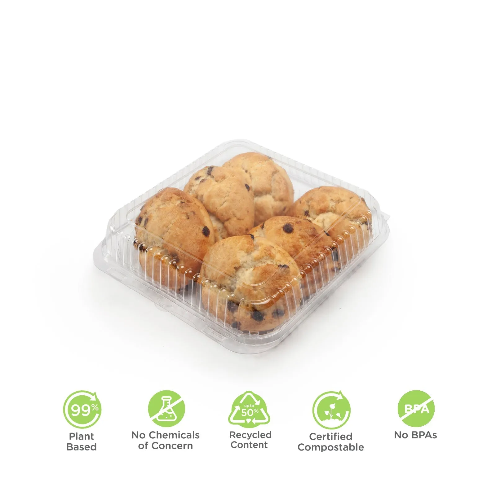 Square 80 oz. Center Seal Multi-purpose Package. Crystal Clear. PLA. 175/Case