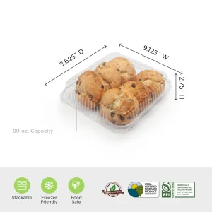 Square 80 oz. Center Seal Multi-purpose Package. Crystal Clear. PLA. 175/Case