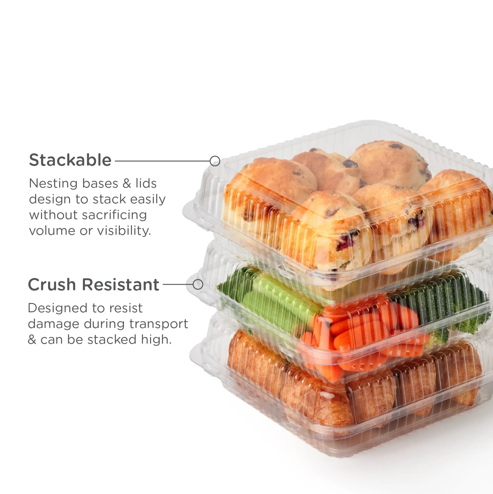 Square 80 oz. Center Seal Multi-purpose Package. Crystal Clear. PLA. 175/Case