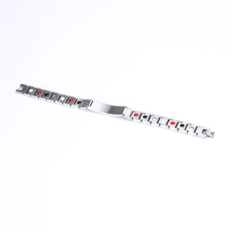 Stainless Steel Energy Bracelet 4-in-1. Silver color. Model SY050