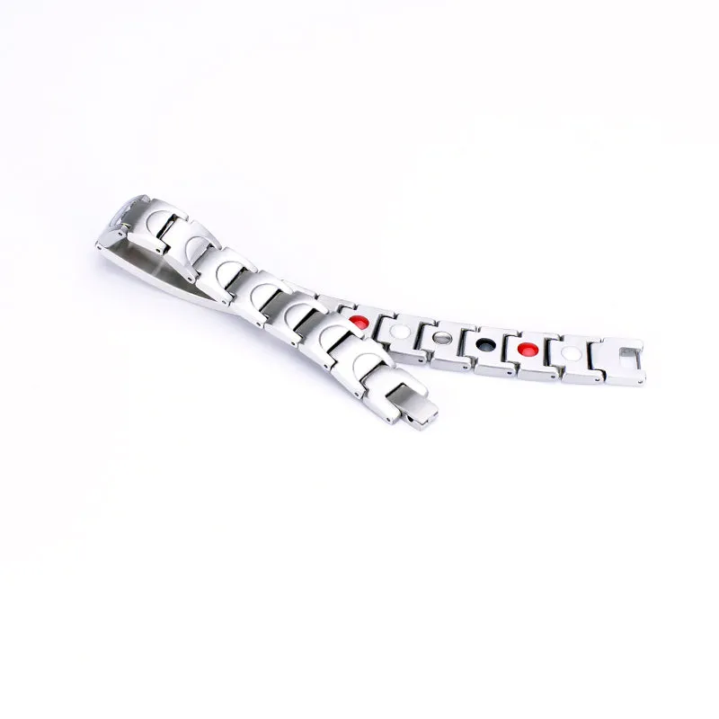 Stainless Steel Energy Bracelet 4-in-1. Silver color. Model SY050