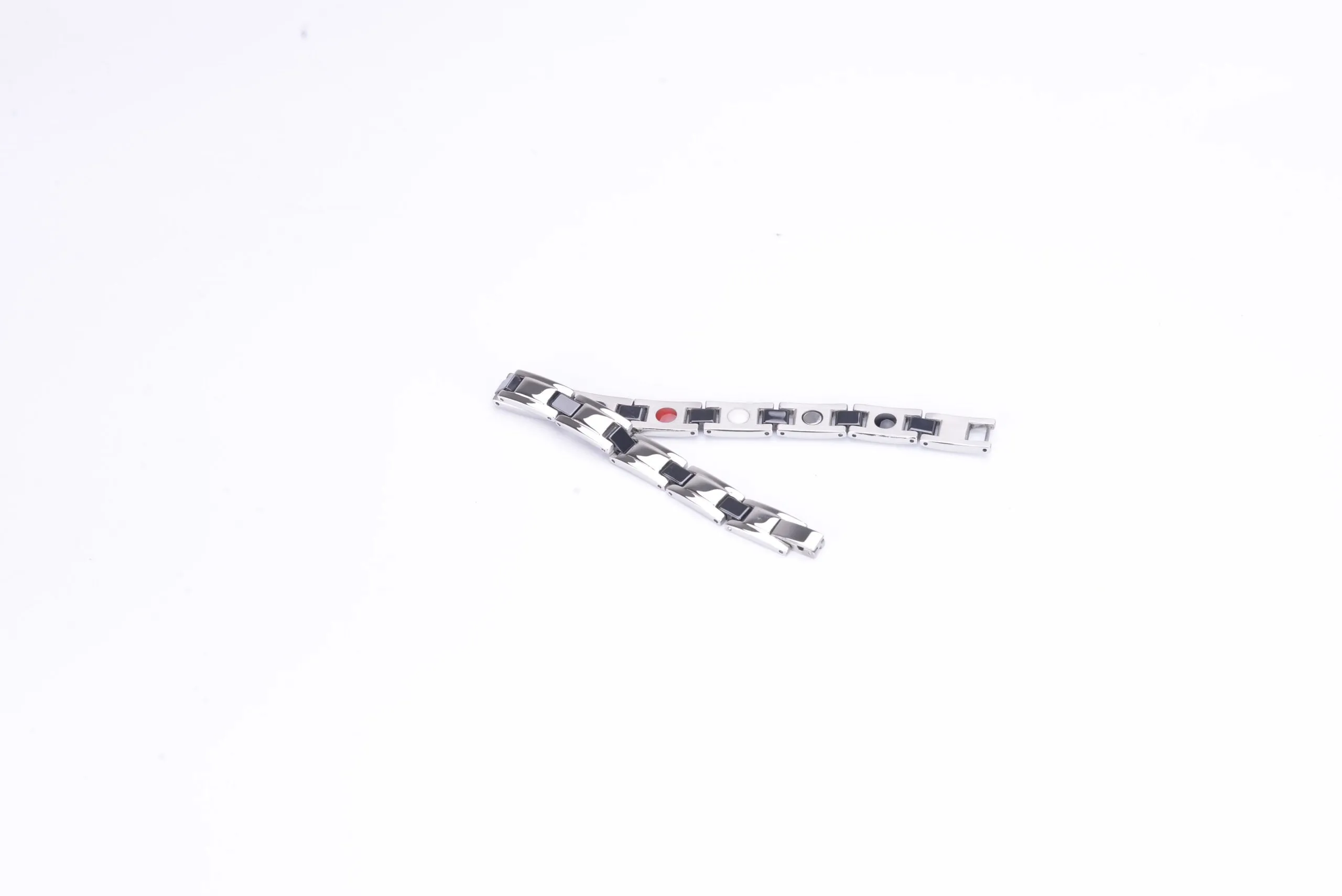 Stainless Steel Energy Bracelet 4-in-1. Silver/Black color. Model SY370D