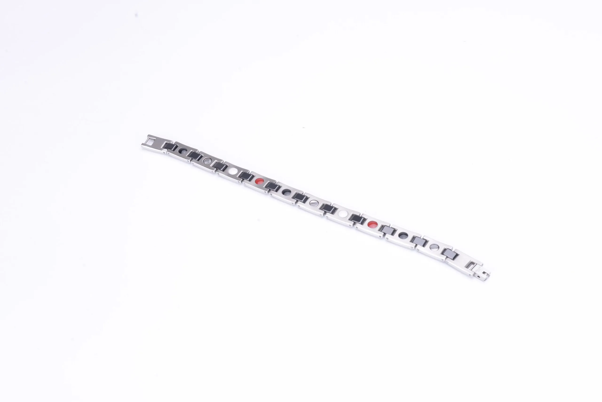 Stainless Steel Energy Bracelet 4-in-1. Silver/Black color. Model SY370D