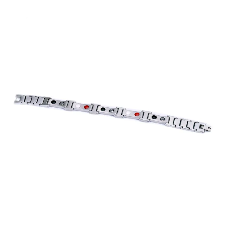 Stainless Steel Energy Bracelet 4-in-1. Silver/Blue Color. Model SY368N