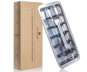 Stainless Steel Ice Cube Tray with Easy Release Handle. Vintage Design by ecozoi