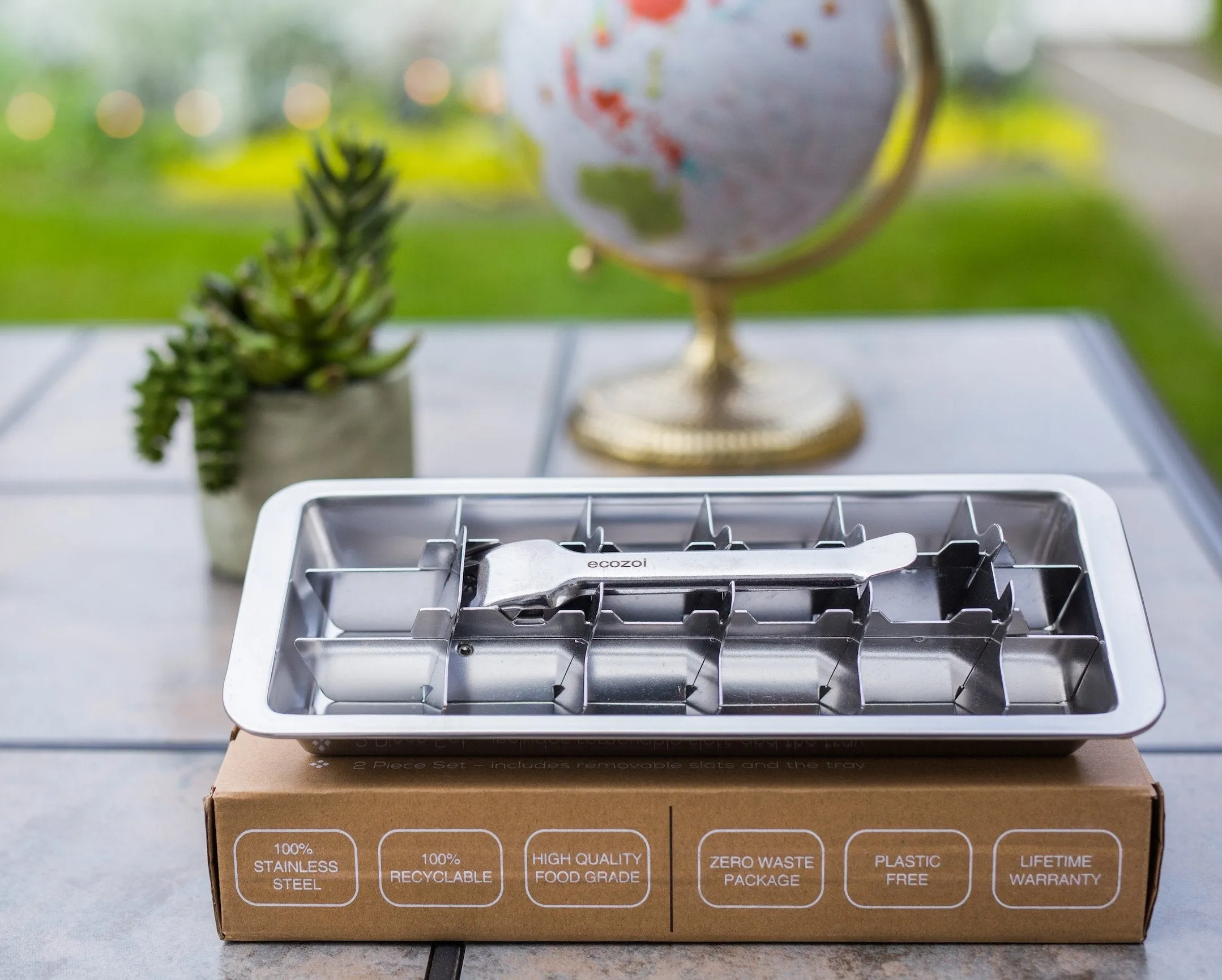 Stainless Steel Ice Cube Tray with Easy Release Handle. Vintage Design by ecozoi