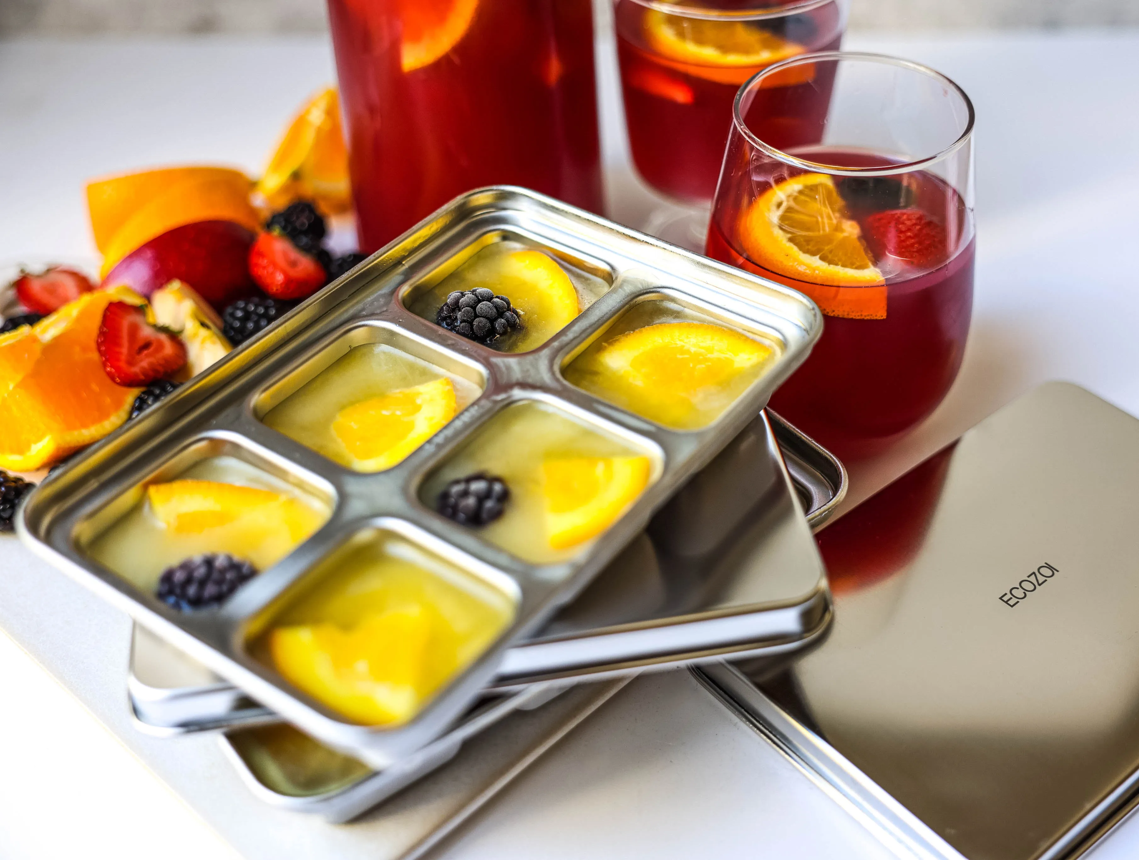 STAINLESS STEEL ICE CUBE TRAYS. 12 Large Cubes. 2 PACK by ecozoi