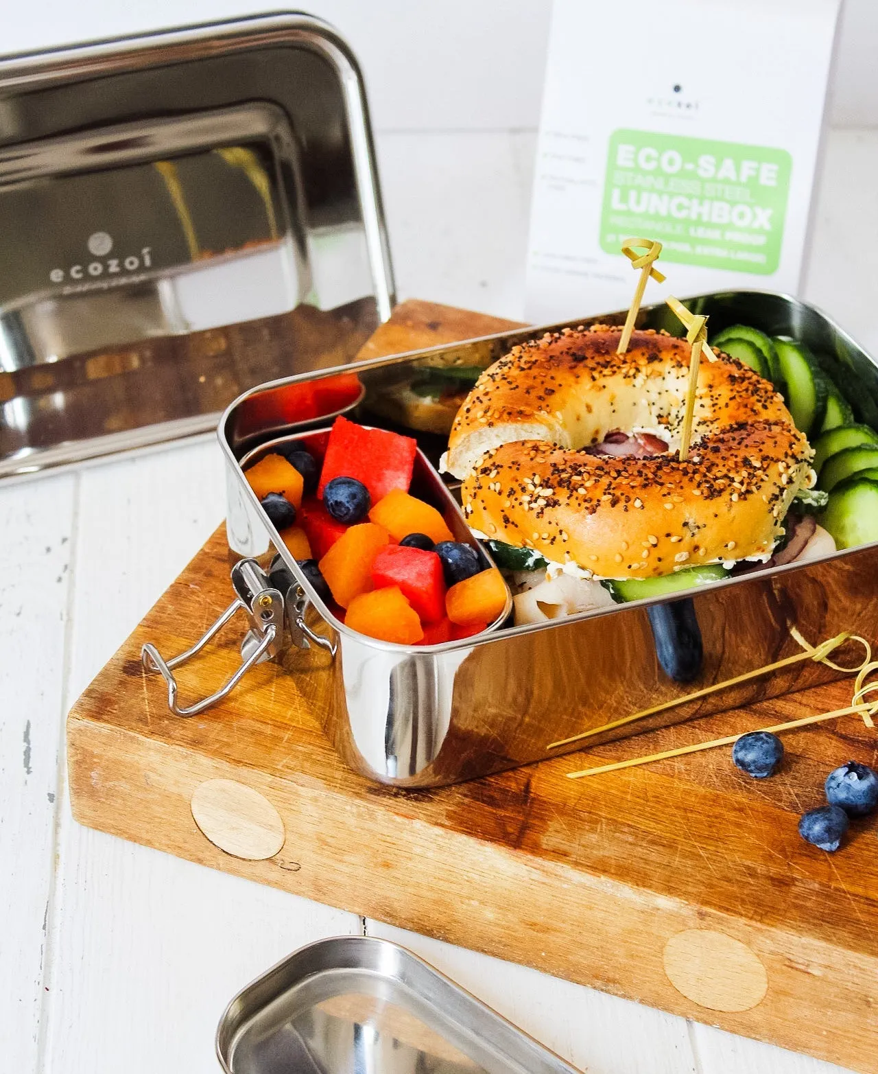 Stainless Steel Lunch Box. 1 Tier Leak Proof. 50 Oz by ecozoi