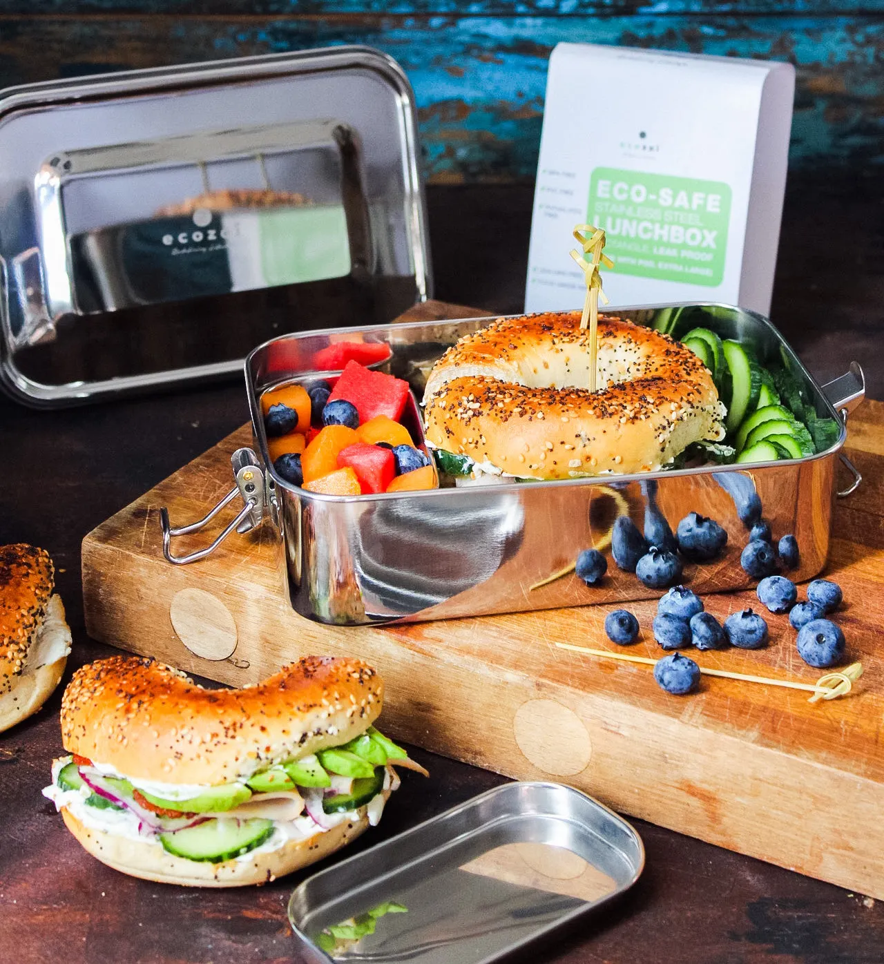 Stainless Steel Lunch Box. 1 Tier Leak Proof. 50 Oz by ecozoi