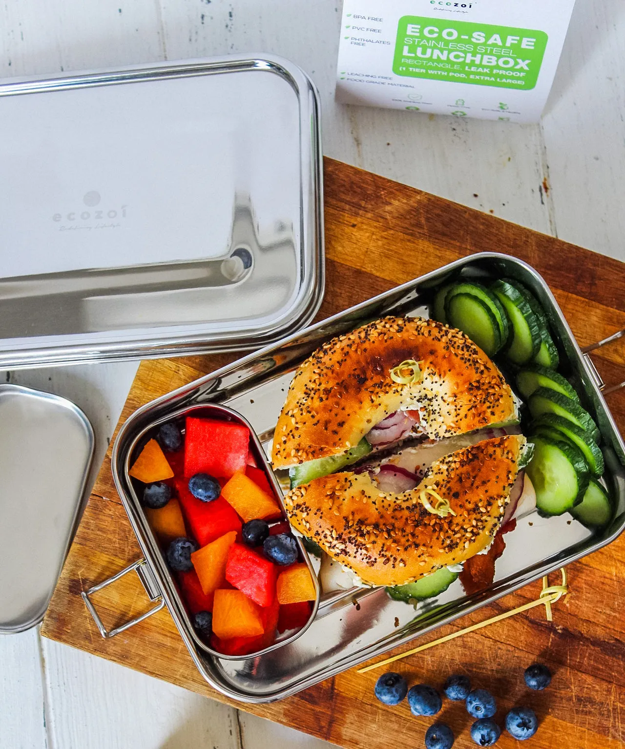Stainless Steel Lunch Box. 1 Tier Leak Proof. 50 Oz by ecozoi