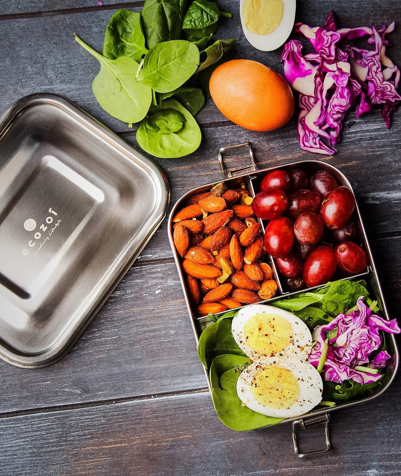Stainless Steel Lunch Box. 3 Compartment Leak Proof. 24 Oz by ecozoi
