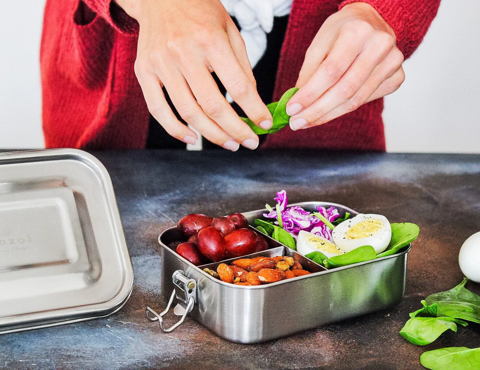 Stainless Steel Lunch Box. 3 Compartment Leak Proof. 24 Oz by ecozoi