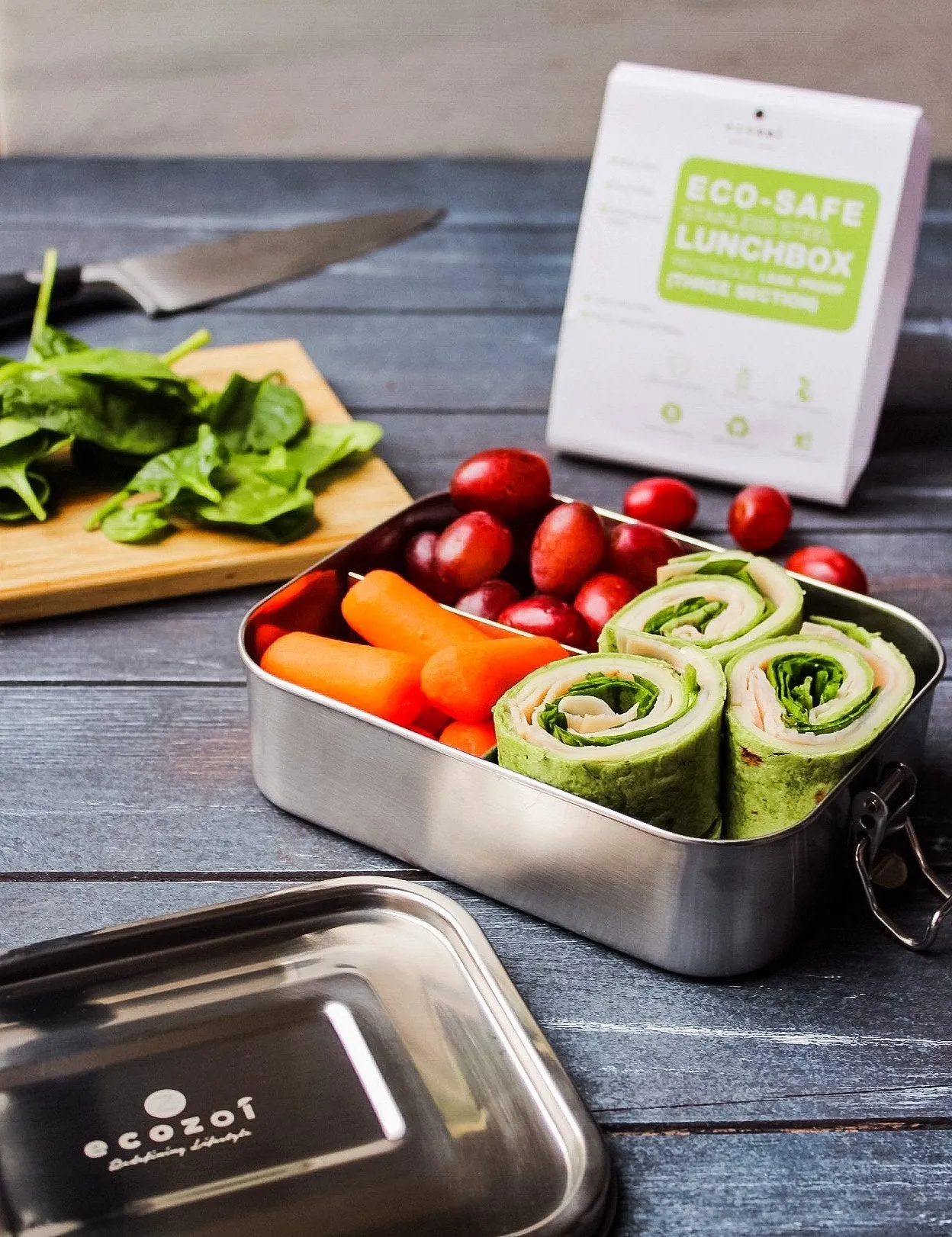 Stainless Steel Lunch Box. 3 Compartment Leak Proof. 24 Oz by ecozoi