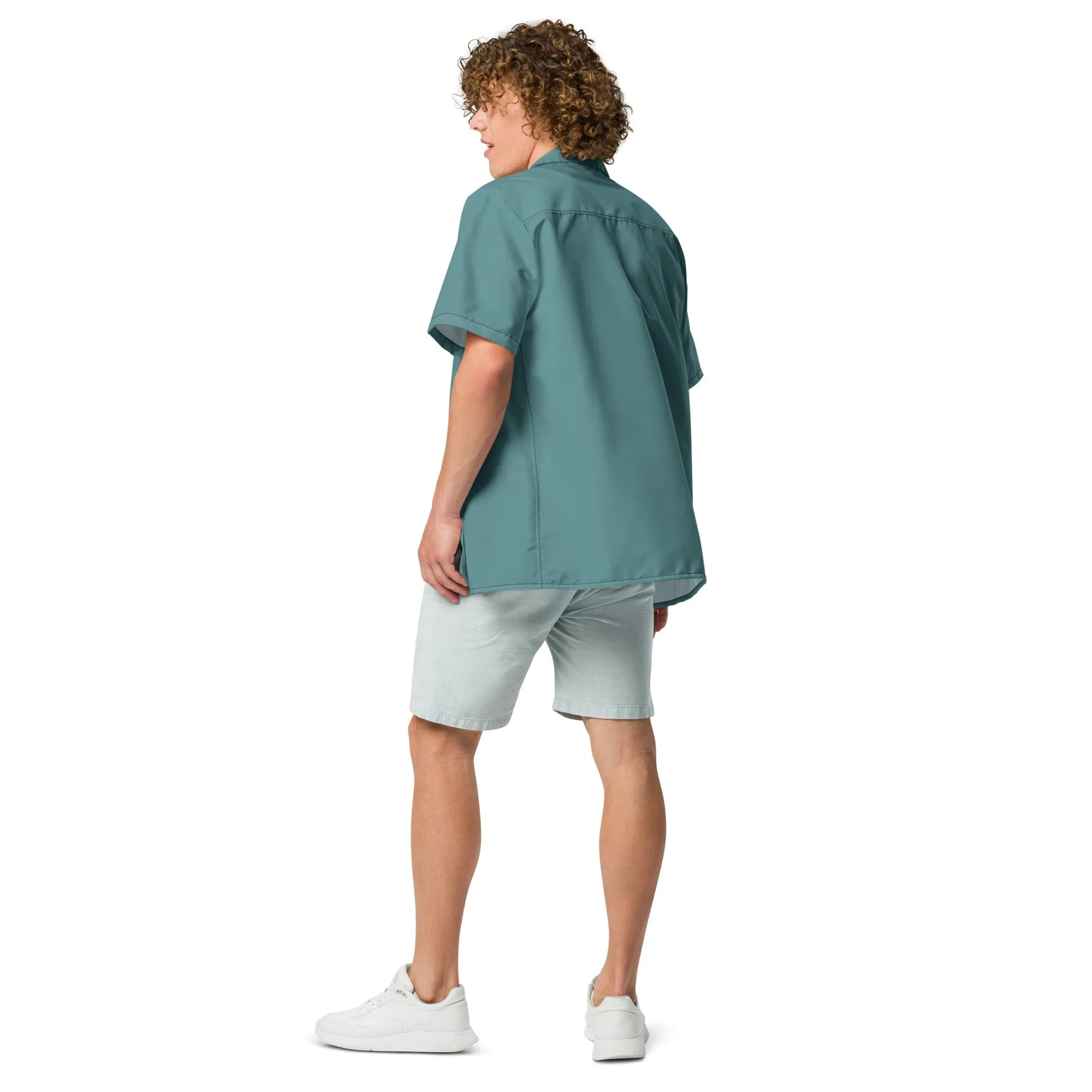 Stylish Ocean Green Camp Shirt | Recycled Polyester. 2 lbs Ocean Plastic Removal. Perfect for Men. Travelers. and Beach Lovers