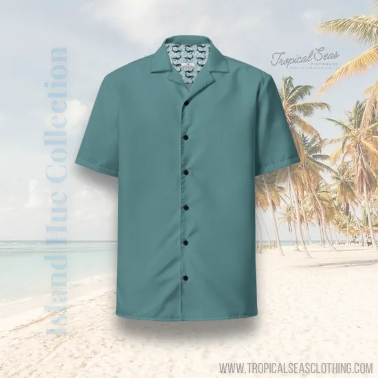 Stylish Ocean Green Camp Shirt | Recycled Polyester. 2 lbs Ocean Plastic Removal. Perfect for Men. Travelers. and Beach Lovers