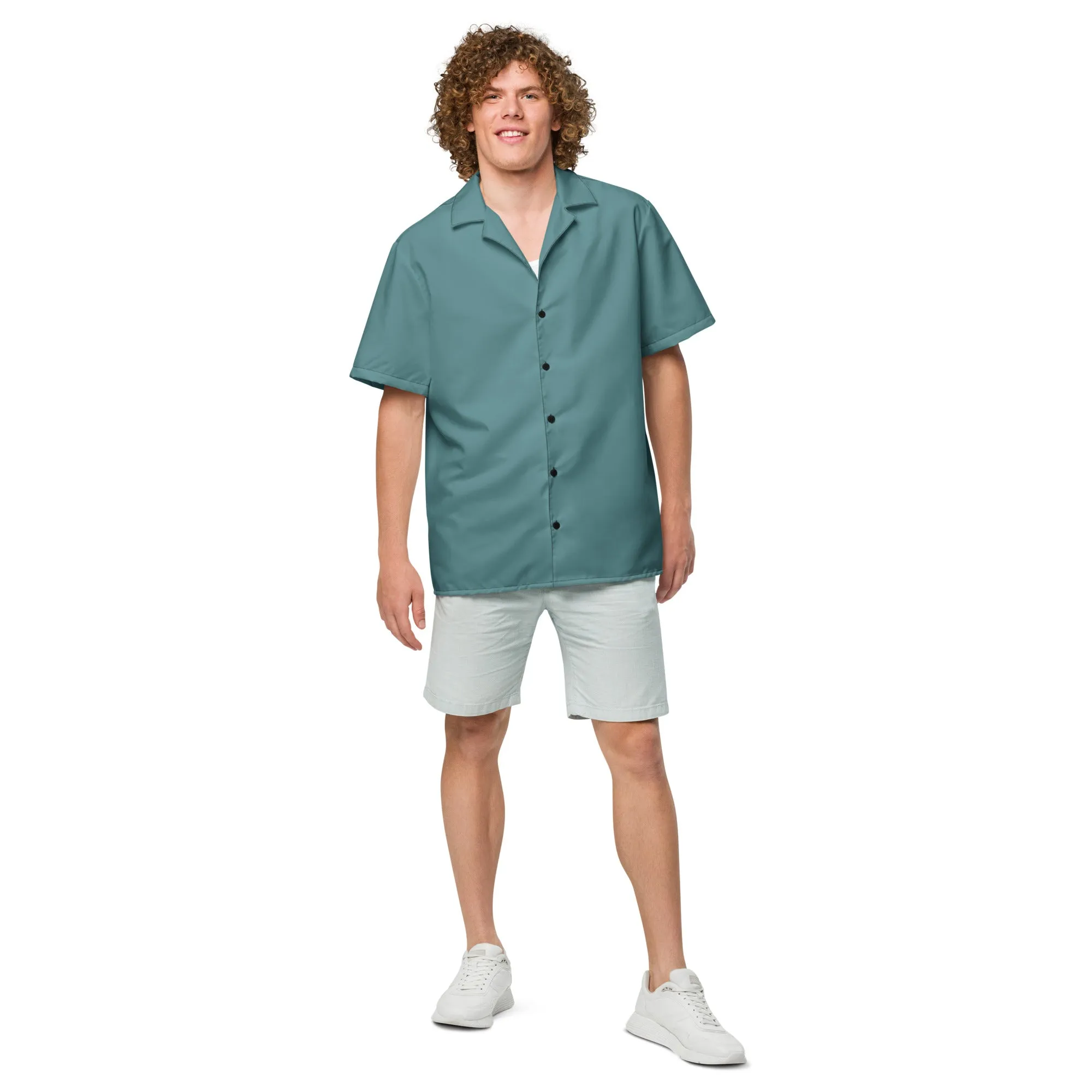 Stylish Ocean Green Camp Shirt | Recycled Polyester. 2 lbs Ocean Plastic Removal. Perfect for Men. Travelers. and Beach Lovers