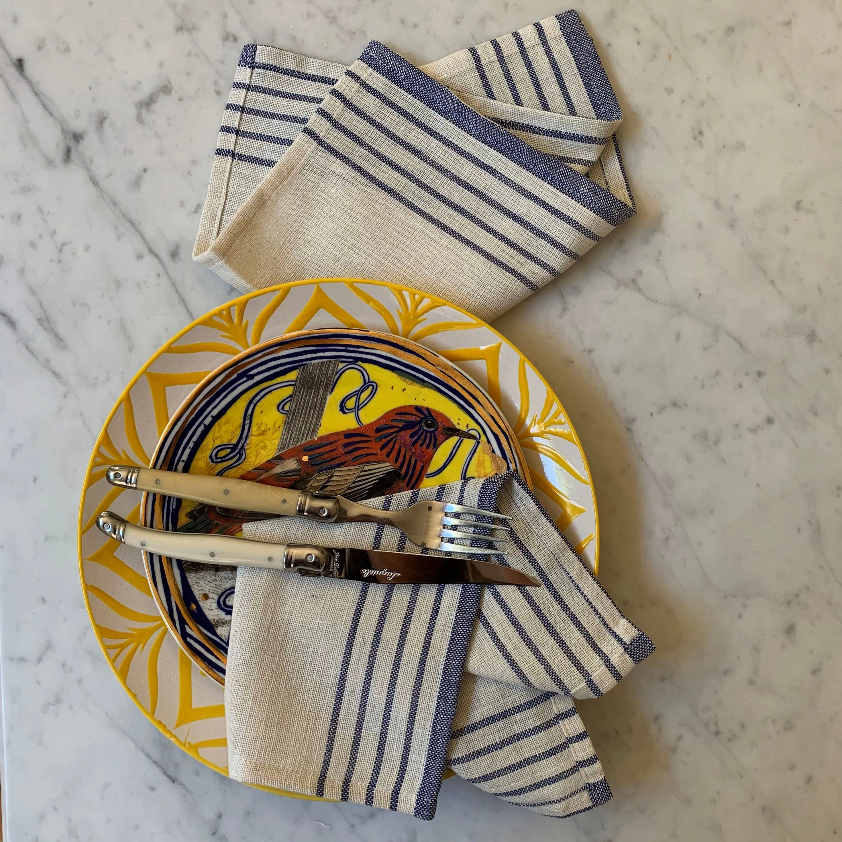 Sustainable Kayseri Tablecloth Set - Blue by Hilana Upcycled Cotton