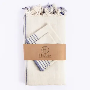 Sustainable Kayseri Tablecloth Set - Blue by Hilana Upcycled Cotton