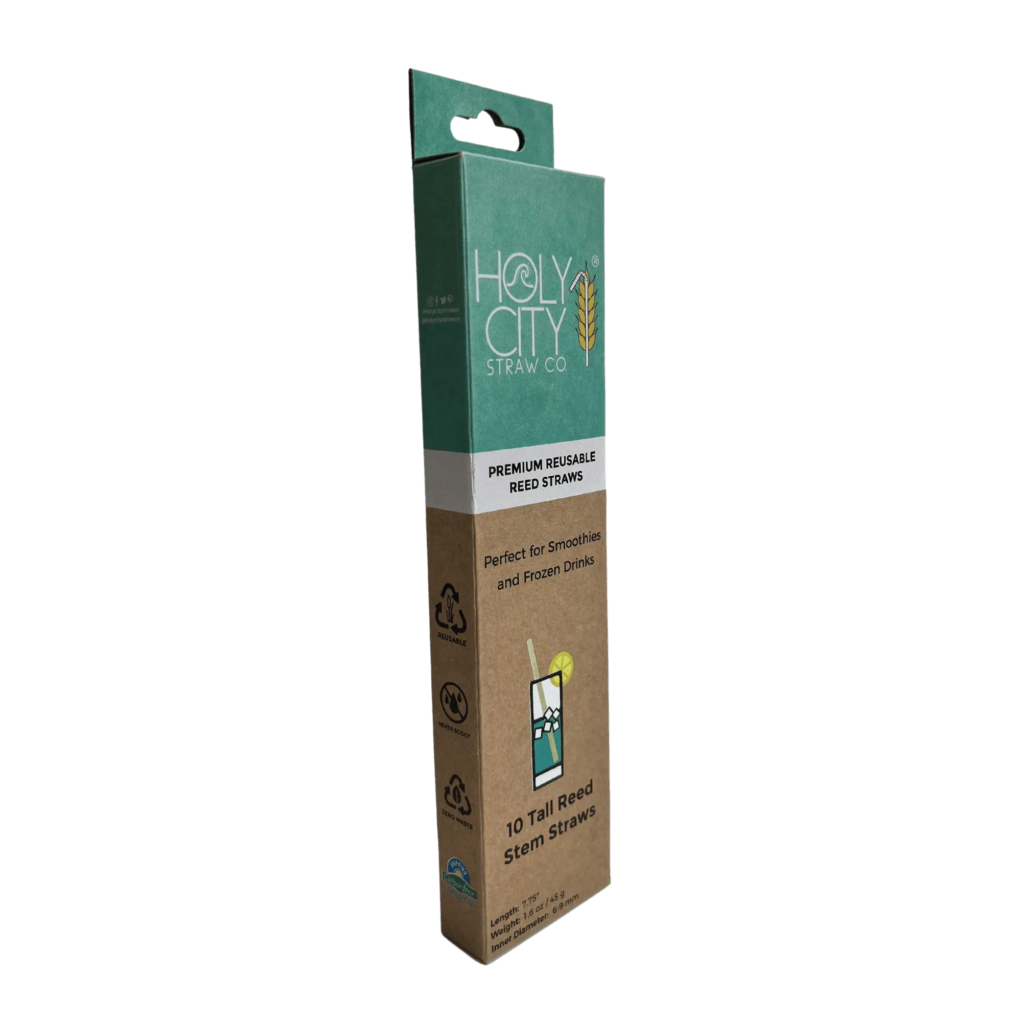 Tall Reed Stem Drinking Straws | Inner pack | 20 x 10ct. Boxes by Holy City Straw Company