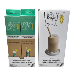 Tall Reed Stem Drinking Straws | Inner pack | 20 x 10ct. Boxes by Holy City Straw Company