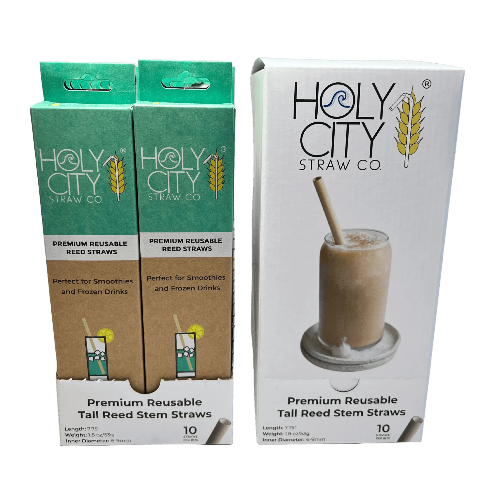 Tall Reed Stem Drinking Straws | Inner pack | 20 x 10ct. Boxes by Holy City Straw Company