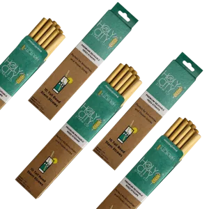 Tall Reusable Reed Straw Bundle - 5 Pack by Holy City Straw Company