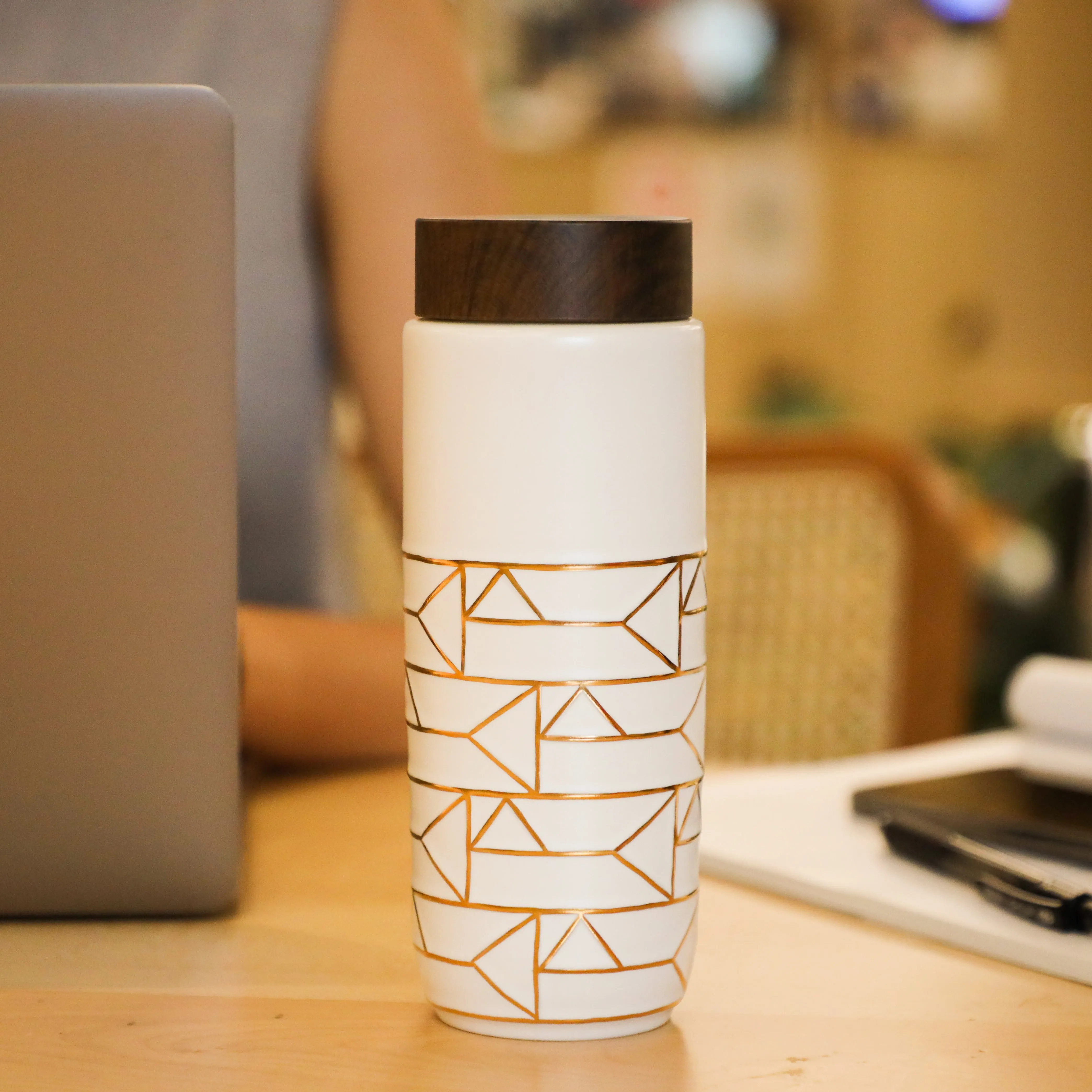The Alchemical Signs Gold Travel Mug 16 oz by ACERA LIVEN