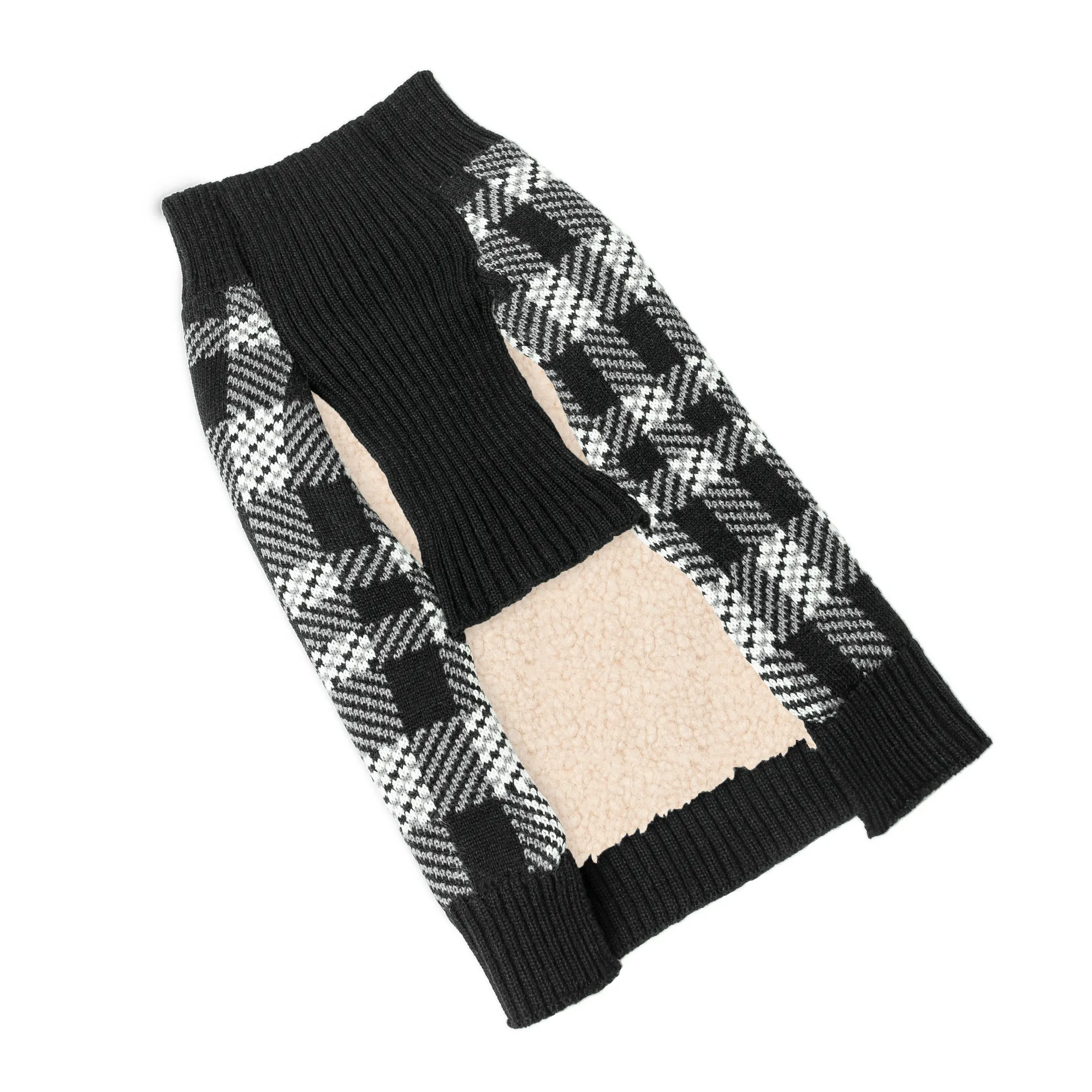 Theo Dog Sweater  Sherpa-Lined Plaid Design